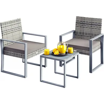 Zahradní sestava Zahradní sedací souprava 3dílná z polyratanu | šedá