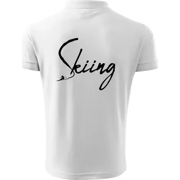 Pánská košile Skiing nápis lyžař - Polokošile pánská Pique Polo 203 - 4XL ( Bílá )