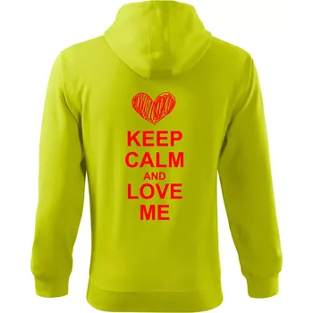 Pánská mikina Keep calm and love me - Mikina s kapucí na zip trendy zipper - S ( Limetková )