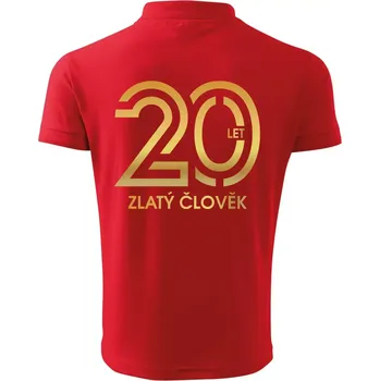 Pánská košile 20 let zlatý člověk - Polokošile pánská Pique Polo 203 - XL ( Červená )