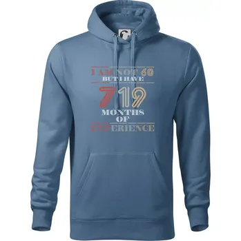 Pánská mikina 60 years 719 months of experience - Mikina pánská Cape s kapucí - 5XL ( Denim )