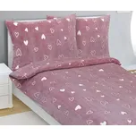 Bellatex Povlečení MIKROFLANEL, Růžové srdce - 140x200, 70x90cm