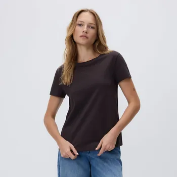 Dámské tričko Reserved - Tričko s drobnou výšivkou - tmavě hnědá - 530GA-89X - 530GA-89X-M