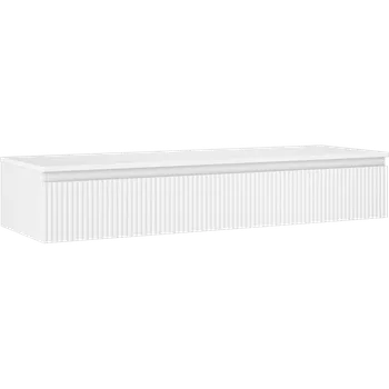 Koupelnový nábytek Mexen Rivel koupelnová skříňka pod umyvadlo 140 cm s deskou, 1 zásuvka, drážkovaná, bílá mat - 91A20-14023-1-BFC01 Koupelnové skříňky