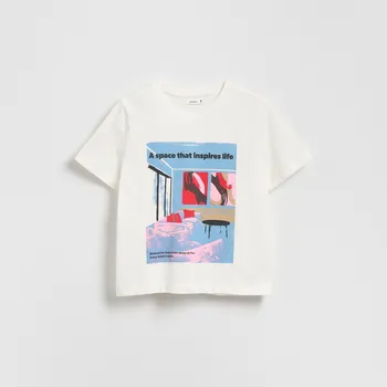 Dámské tričko Reserved - Tričko s potiskem - bílá - 521GA-00X - 521GA-00X-S