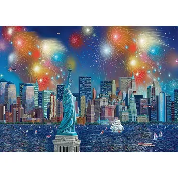 Puzzle SCHMIDT Puzzle Socha Svobody s ohňostrojem 1000 dílků
