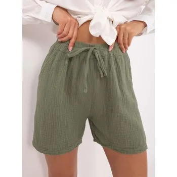 Letní šortky z mušelínu v barvě khaki