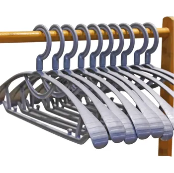 Věšák Sada 10 plastových ramínek s protiskluzovou úpravou Široká ramena Ramínka na obleky, bundy a kabáty Organizace šatníku šedá
