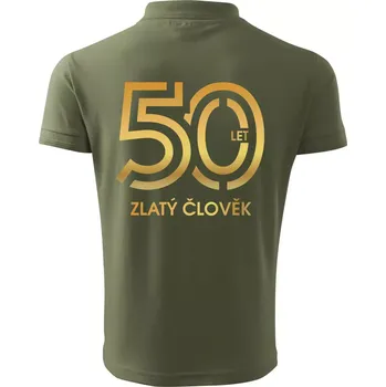 Pánská košile 50 let zlatý člověk - Polokošile pánská Pique Polo 203 - 5XL ( Khaki )