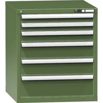 Zásuvková dílenská skříňka, 6 x zásuvka, v x š x h: 840 x 731 x 780 mm, barva zelená RAL6011