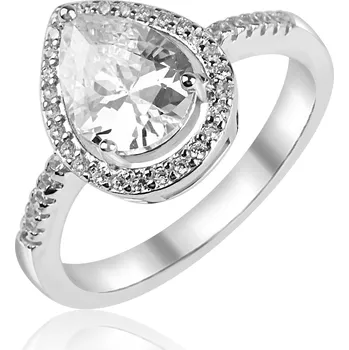Prsten Stříbrný prsten s čirým kapkovitým zirkonem - Meucci SS373R Velikost: 54