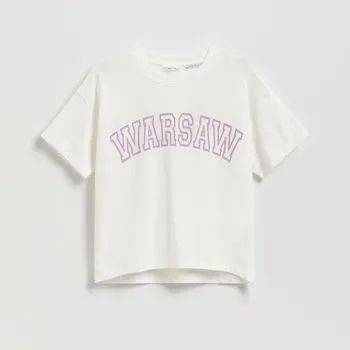 Dívčí tričko Reserved - Krátké tričko s potiskem - krémová - 852GB-01X - 852GB-01X-140