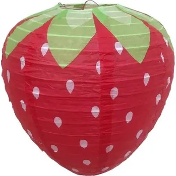 Karnevalový doplněk 3D papírová lucerna ve tvaru jahody 20 cm Jarní dekorace na párty Papírová výzdoba Narozeninová dekorace Speciální závěsná ozdoba