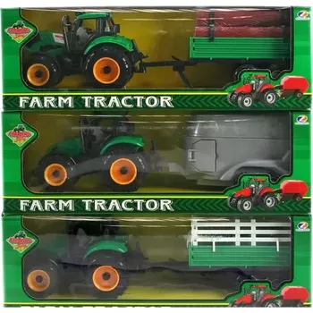 autíčko Traktor plastový 29cm s přívěsem v krabici 3 druhy