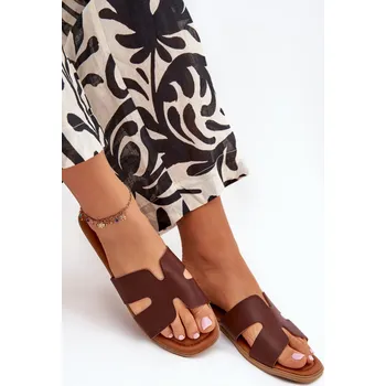 Dámské sandále Boto Dámské Plné Sandály S Výřezy Tmavě Hnědé Salyra Boto černá | bílá | krémová | tmavě červená | vícebarevná 3381915