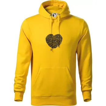 Pánská mikina Otisk prstu srdce - Mikina pánská Cape s kapucí - M ( Žlutá )