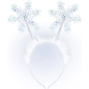 Karnevalový kostým Widmann Čelenka Sněhová vločka zdobená bílým peřím bílá