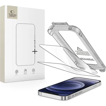 Náhradní kryt pro mobilní telefon 2ks v balení, set ochranných skel, Tech-Protect Quick Set+ 2-Pack iPhone 12 / 12 Pro Black