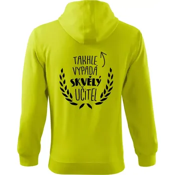 Pánská mikina Takhle vypadá skvělý učitel - Mikina s kapucí na zip trendy zipper - L ( Limetková )
