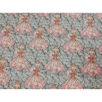 Bavlněná teplákovina šíře 180cm - Panenky na zelené (50cm)