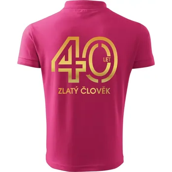Pánská košile 40 let zlatý člověk - Polokošile pánská Pique Polo 203 - 4XL ( Purpurová )