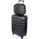 Černá sada (taška+kufr) skořepinových kufrů "Premium" - vel. L+S