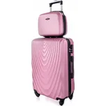 Růžová sada (taška+kufr) skořepinových kufrů "Motion" - vel. M+S