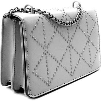 Kabelka Stříbrná dámská crossbody kabelka s ozdobnou klopnou Dobea