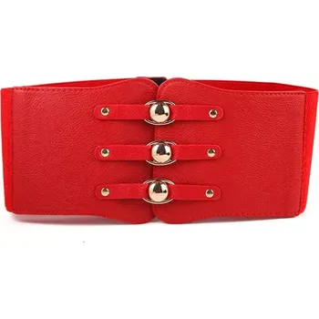 Opasek Dámský kožený široký korzetový pásek Vugrin Červený