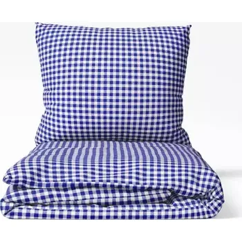 Povlečení Kárované bavlněné povlečení - modré káro 140x220+70x90