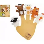 Maňásek prstový zvířátko domácí farma guma 5cm na kartě 16x20,5cm