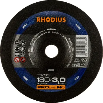 Řezný kotouč Rhodius 200928 | Řezný kotouč 180x3,0x22,23 mm, FTK33,vypouklý