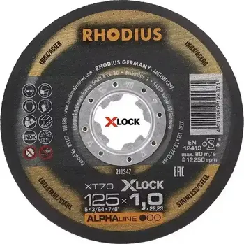 Řezný kotouč Rhodius 211347 | Řezný kotouč 125 x 1,0 x 22,23 mm, XT70 X-LOCK