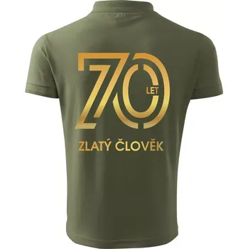 Pánská košile 70 let zlatý člověk - Polokošile pánská Pique Polo 203 - L ( Khaki )