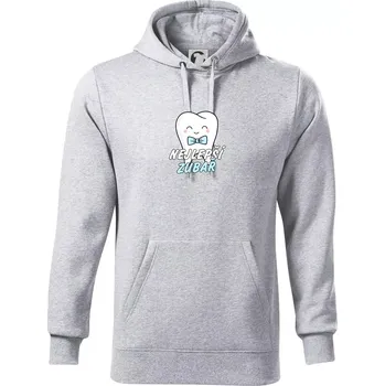 Pánská mikina Nejlepší zubař - Mikina pánská Cape s kapucí - 4XL ( Světlešedý Melír )
