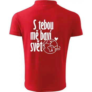 Pánská košile S tebou mě baví svět - Polokošile pánská Pique Polo 203 - M ( Červená )
