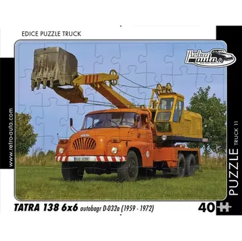 Dětské zboží RETRO-AUTA Puzzle TRUCK č.11 Tatra 138 6x6 autobagr D-032a (1959-1972) 40 dílků