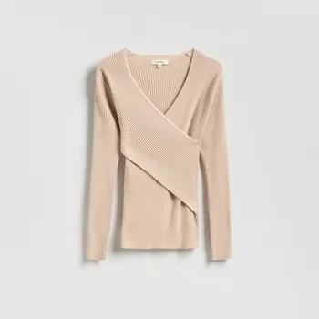 Dámské oblečení Reserved - Halenka s příměsí viskózy - béžová - 446GS-08M - 446GS-08M-XL