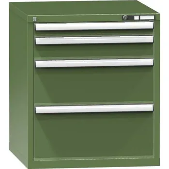 Dílenská skříňka KOMBI, v x š x h: 840 x 731 x 780 mm, 4 x zásuvka, barva zelená RAL6011