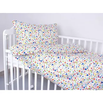 Povlečení Dětské bavlněné povlečení - barevné tečky a puntíky - do postýlky 90x140+40x60
