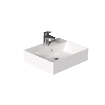 Umyvadlo Bocchi Dura - Umyvadlo 500x420 mm, s přepadem, s otvorem pro baterii, bílá lesklá