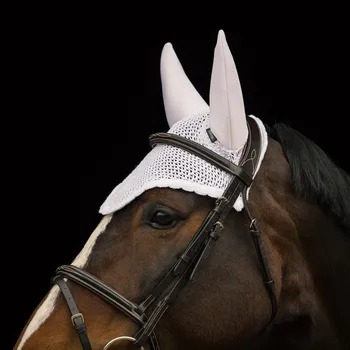 Koňská maska proti hmyzu Čabraka Horze Silent bílá FULL