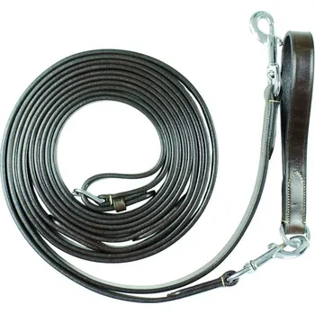 Průvlečné otěže EQUESTRO Plain kožené Tmavě hnědá