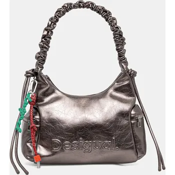 Kabelka Desigual HALF LOGO MONTVILLE DARK SI stříbrná barva, 25WAXPAS SLV, vel. ONE SIZE