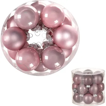 Vánoční dekorace Autronic Ozdoby skleněné, barva růžová, pr.3cm, cena za 1 balení(18ks) - VAK114-3