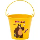 BINO Kyblík dětský zahradní Máša a medvěd 13cm žlutý plechový