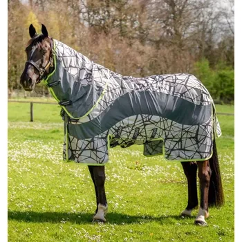Deka pro koně Deka síťová Horseware Amigo 3v1 CamoFly 600D šedá/limetka 165cm (7'3")
