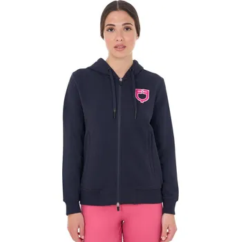 Jezdecká mikina Dámská mikina Equestro Sponge Logo se zipem navy/růžová XS