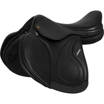 Jezdecké sedlo Skokové sedlo Supreme Los Angeles z dvojité kůže Černá 16,5"