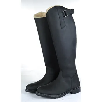 Jezdecká obuv Vysoké kožené jezdecké boty HKM Flex Country krátké/normal 36